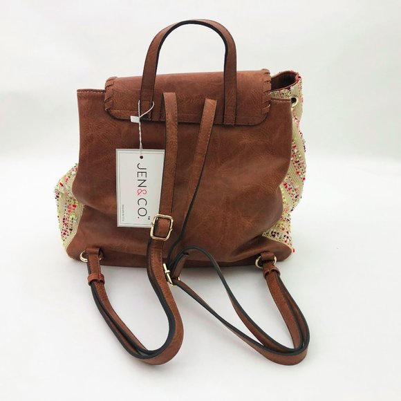 Jen & Co. Saffron Back Pack 12x12x6 in. Vegan Leather with Multicolor Pattern - Picture 8 of 9